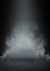 Obraz premium Thick white smoke rising against a dark background, creating a mysterious atmosphere.