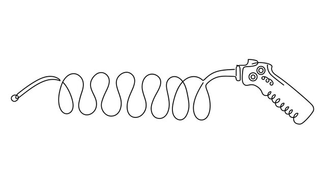 Coiled telephone cord on white background.
