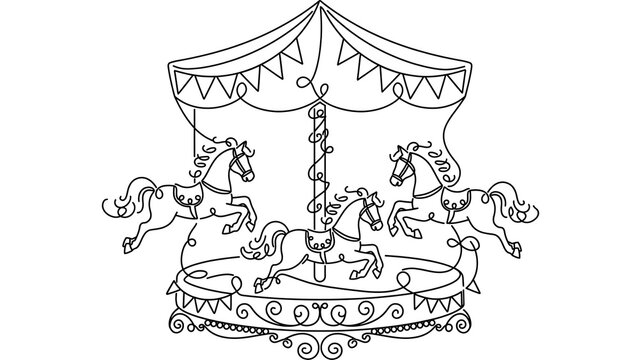 Colorful merry go round white background.