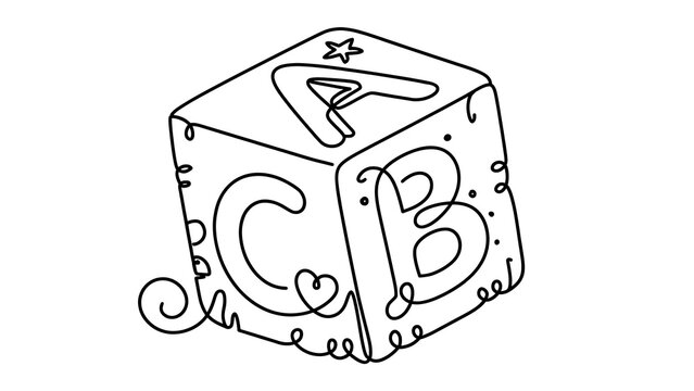 Colorful alphabet block white background.