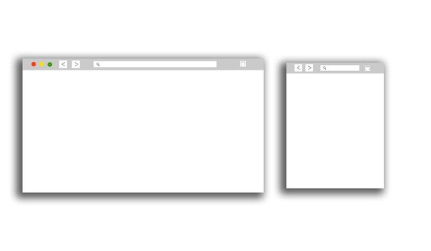 Laptop and Tablet Browser Window Mockup, Responsive Website Screen Template Vector Transparent Background