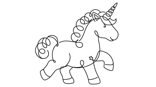 Coloring unicorn page white background.