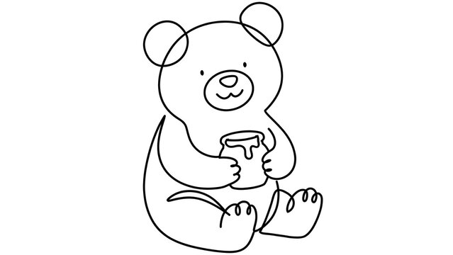 cute bear holding cup white background.