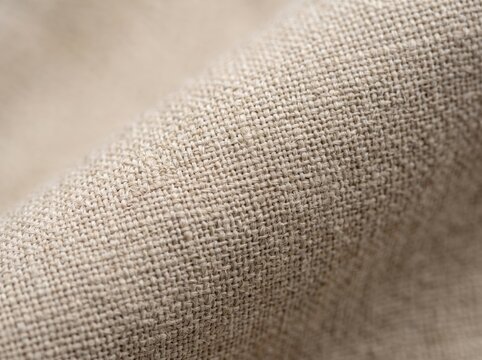 Close-up Detail of Beige Textured Fabric with Woven Pattern for Crafting and Design Projects