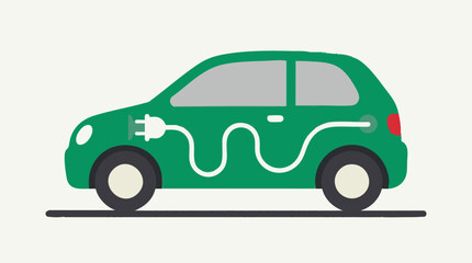 Fototapeta premium Green Electric Car Charging Illustration - Sustainable Transport Concept