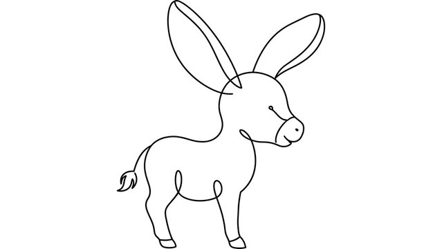 Cute Donkey Standing Alone white background.