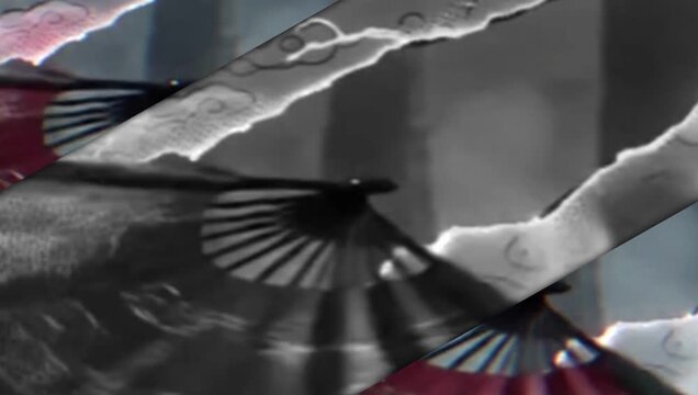 Spinning Red Asian Hand Fan with Dramatic Smoke Effect