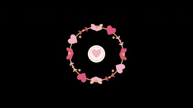 Animated Valentine floral heart wreath motion graphic