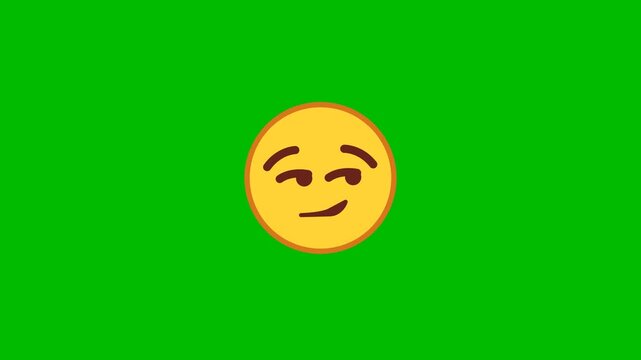 Smirking face emoji animation on green screen. 4K Video