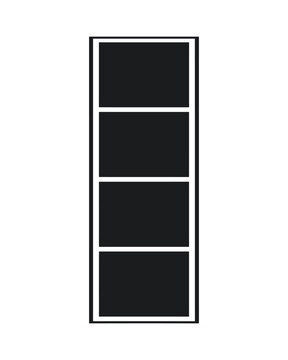 Empty booth photo frame, vertical photo strip with four blank dark frames isolated on transparent background