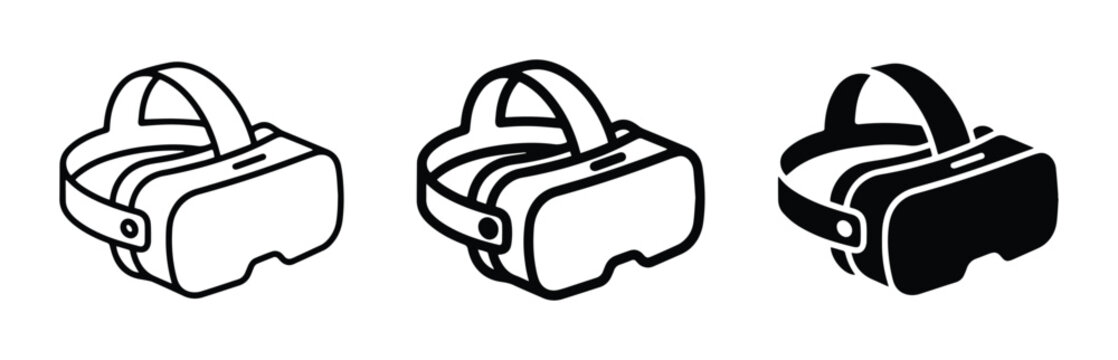 Virtual Reality Headset Icons, VR Goggles Set, Immersive Technology Graphics