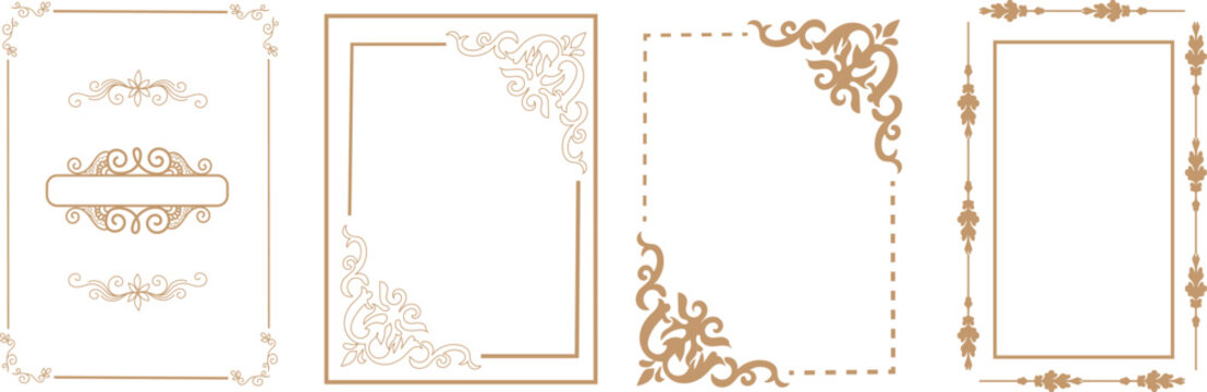 &nbsp;Luxury Gold Vintage Border Frames and Elegant Floral Corner with decorative borders, certificates and premium branding. Vintage Calligraphic Corners Vector Illustration