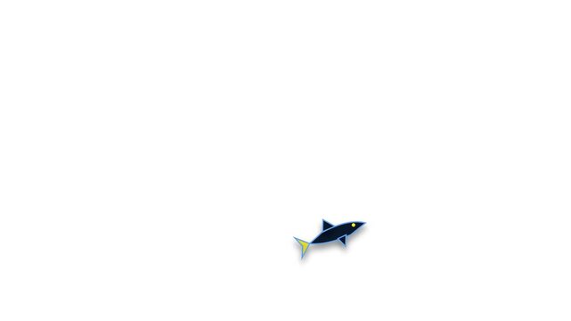 Premium 4K geometric dolphin silhouette leaping in an arc, triggering a glowing energy wave at the apex, seamless loop.