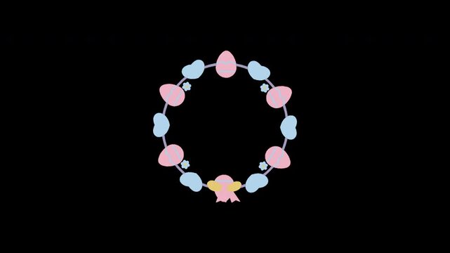 Easter egg wreath frame animated cartoon garland