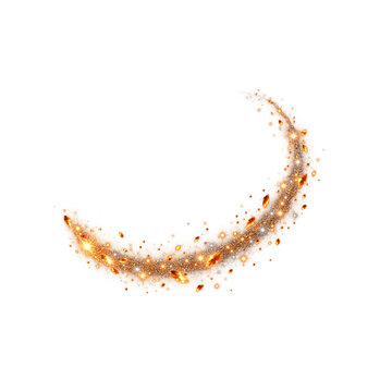 Amber ember crescent effect on transparent background