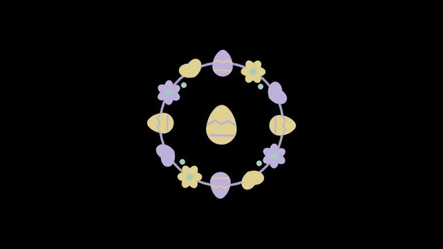 Animated Easter Wreath with Eggs and Spring Flowers