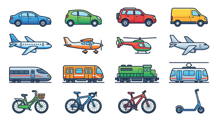 Fototapeta premium Collection of transportation icons automotive automobile vehicle