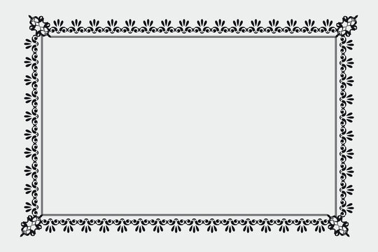 Aesthetic vector border or photo frame border and certificate frame with black and white color