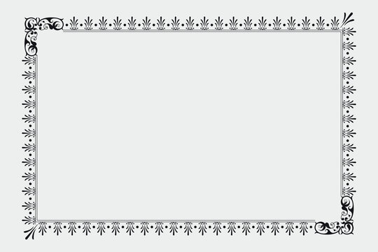 Aesthetic vector border or photo frame border and certificate frame with black and white color