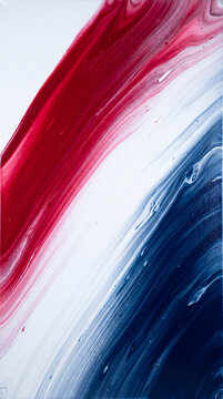 Abstract swirling pattern of red, white, and blue paint strokes, creating a dynamic and energetic feel, suitable for design or artistic concepts