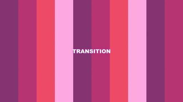 Abstract vertical color block stripes background with bold transition text in shades of pink, purple, and red