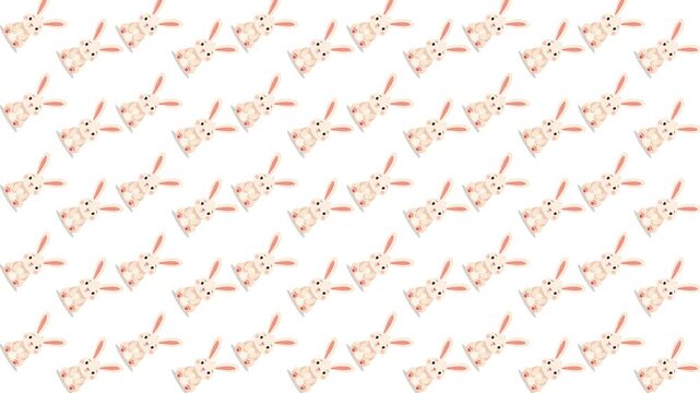 Cute Kawaii Bunny Rabbit Seamless Pattern Background Loop