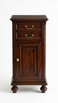 Antique mahogany bedside cabinet with brass hardware
