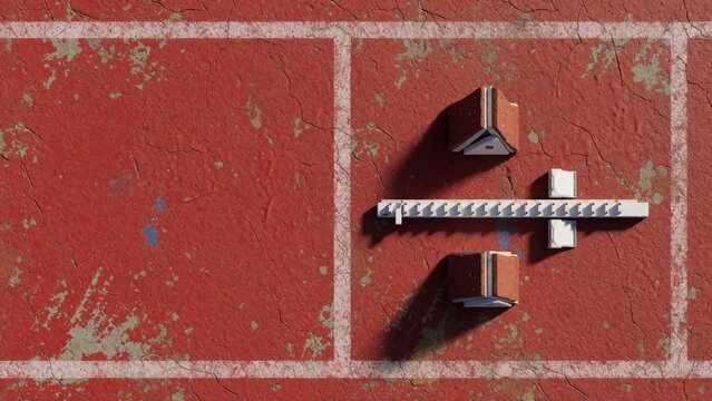 Red Metal Bracket Detail On Weathered Surface.