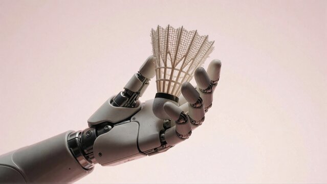 Robotic Hand Holding Dried Grass.