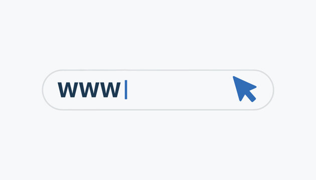 Web browser search bar with typed www prefix and cursor arrow pointing to enter a website address.