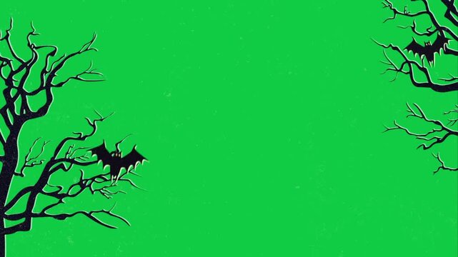 Halloween Night Outdoor Green Screen VFX Chroma Key Spooky Overlay Effect for Haunted Horror Video Editing