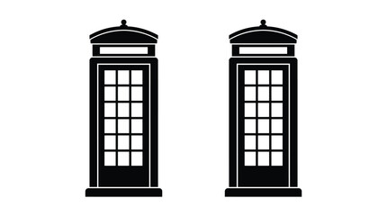 Obraz premium Two black silhouette icons of vintage telephone booths
