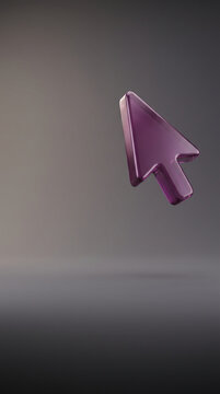 Glossy purple cursor arrow, clean and minimalist, suggesting digital navigation, selection, and online interaction, with ample free space for text.