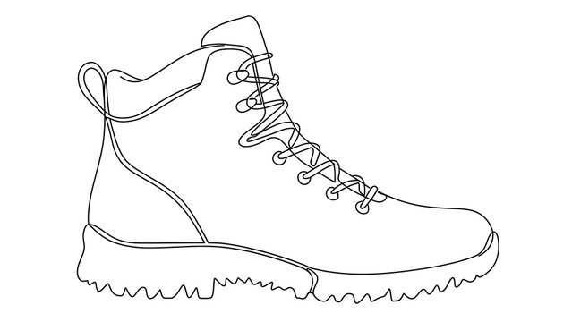 Detailed illustration of hiking boot on white background.