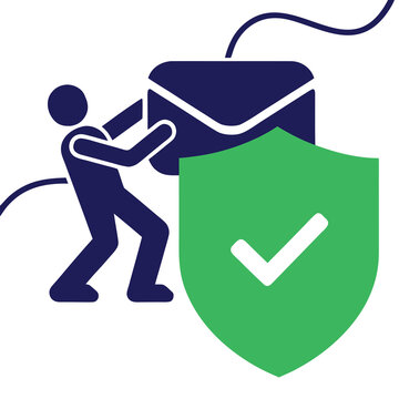 Person protecting an email message with a secure shield vector illustration for cybersecurity data privacy and communication security