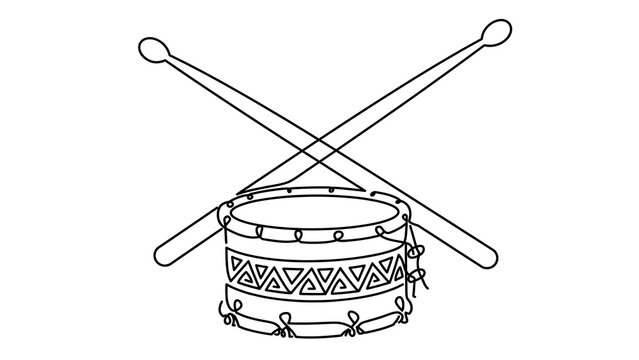 Drum and drumsticks on white background.