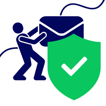 Person protecting an email message with a secure shield vector illustration for cybersecurity data privacy and communication security