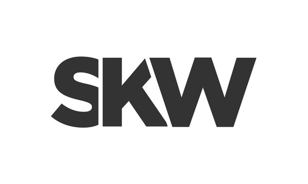 SKW logo design template with strong and modern bold text. Initial based vector logotype featuring simple and minimal typography. Trendy company identity.