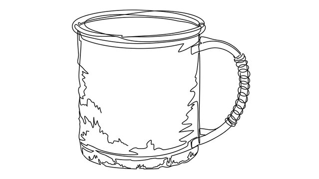 Drawing of mug on white background.