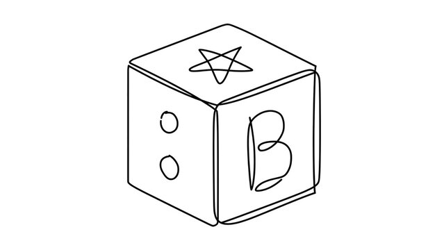 Die with star and letter white background.