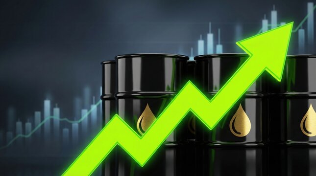 Oil energy stock market prices rise with gas barrels showing investment crisis growth trend in financial sector