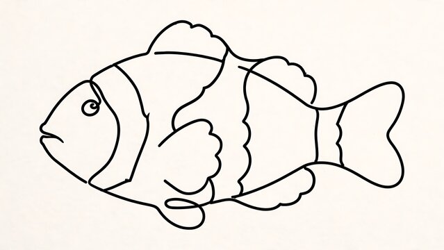 Fish white background line drawing.
