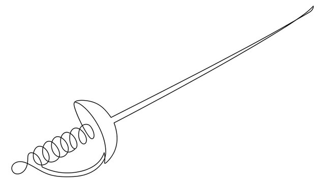 Fencing sword white background.