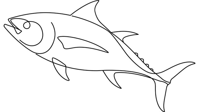 Fish white background black line drawing.