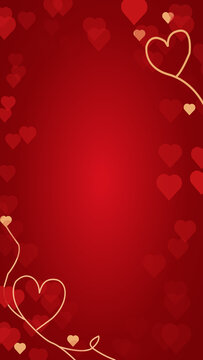 Red background with floating hearts for valentines day celebration