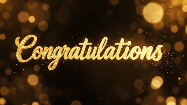 Sparkling gold congratulations text with glowing bokeh background congratulations celebration