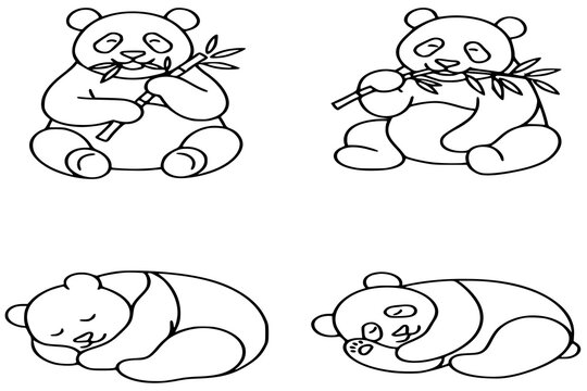 cartoon, vector, illustration, baby, coloring, fun, design, drawing, funny, animal, art, animals, kid, cat, child, set, rabbit, book, sketch, outline, boy, icon, comic, contour, panda, giant panda, be