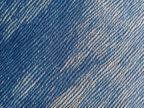 Raw Selvedge Indigo Denim Fabric Close Up Surface Texture Background