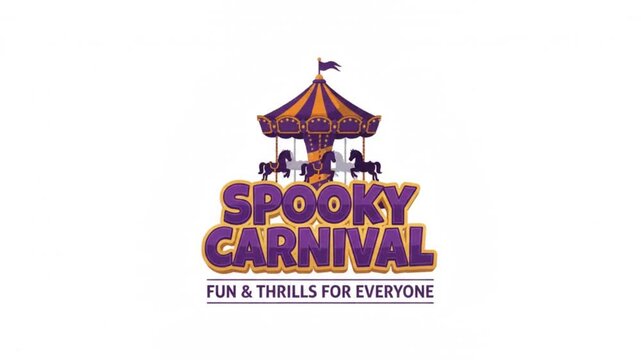 Animated halloween carousel with spinning ghost figures on a white background