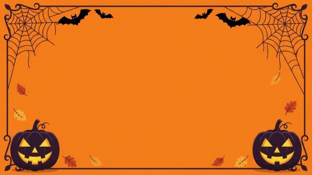 Minimalist orange motion graphic background with black decorative corner flourishes